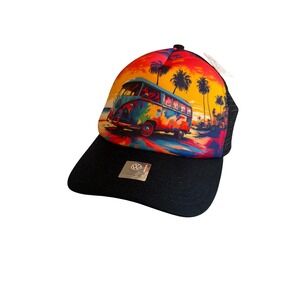 Open Road Volkswagen Hat Black Sunset VW Bus Trucker Snapback Cap New